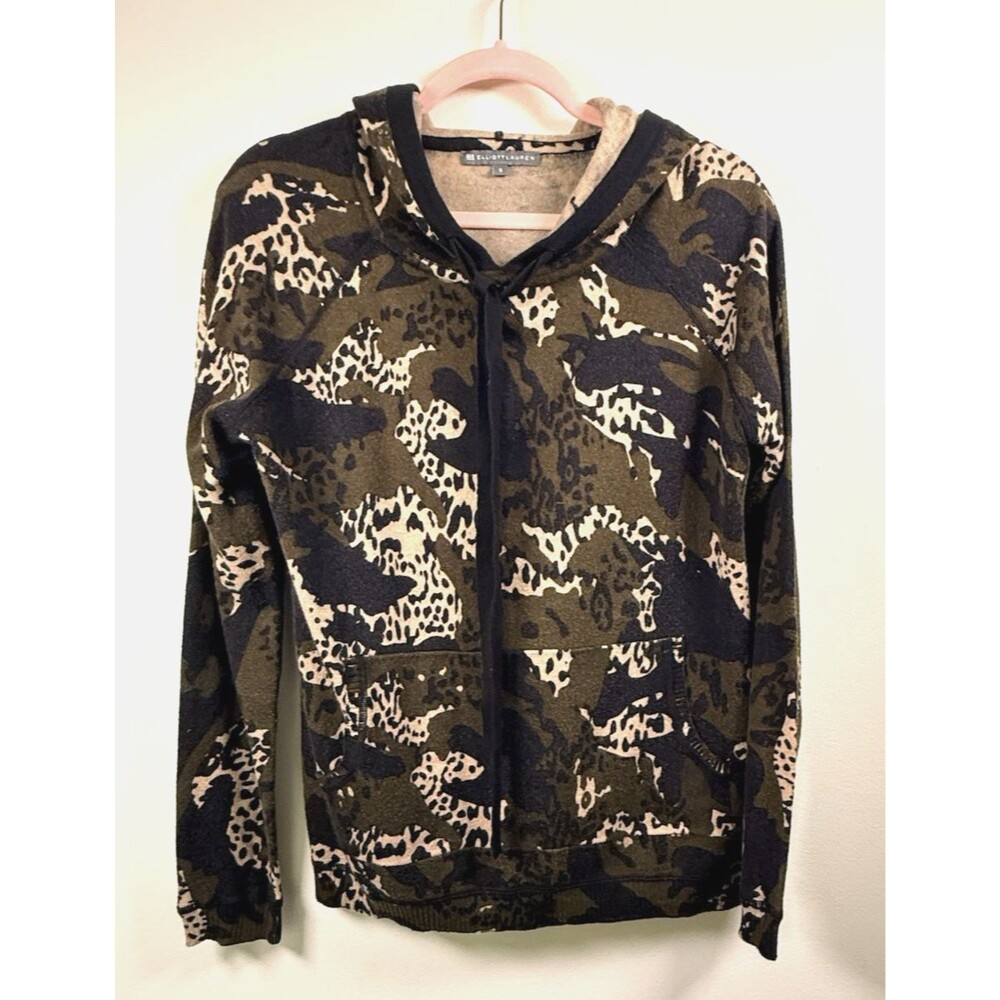 Elliott Lauren Womens Camo Camouflage Pullover Hooded Hoodie Long Sleeve - S